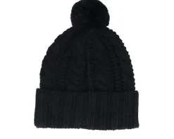 Pom Beanies | Knitted Beanies-Oakley Harper Beanie Black/White Logo Pom -