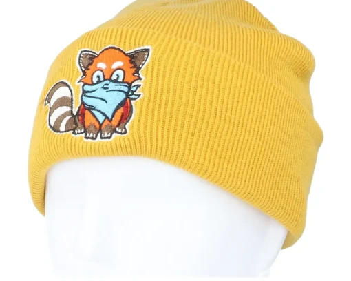 Cuff Beanies-Iconic Hatsie The Red Panda Mustard Cuff -