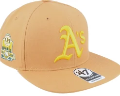 Outlet 47 Brand Hatstore Exclusive x Oakland Athletics Cooperstown Sure Shot Captain Camel/Yellow Snapback -