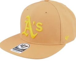 Outlet 47 Brand Hatstore Exclusive x Oakland Athletics Cooperstown Sure Shot Captain Camel/Yellow Snapback -