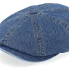Flat Caps-Stetson Hatteras Blue Denim Denim Blue Flat Cap -
