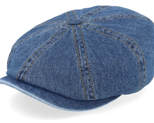 Flat Caps-Stetson Hatteras Blue Denim Denim Blue Flat Cap -