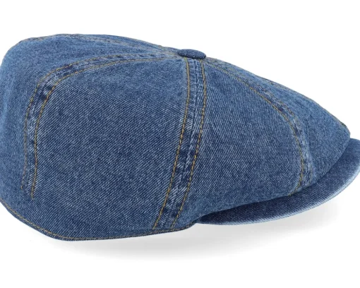 Flat Caps-Stetson Hatteras Blue Denim Denim Blue Flat Cap -