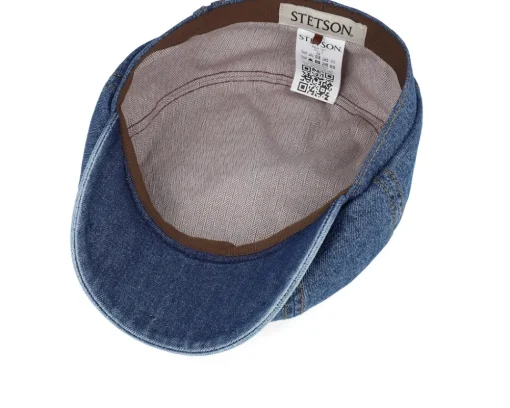 Flat Caps-Stetson Hatteras Blue Denim Denim Blue Flat Cap -