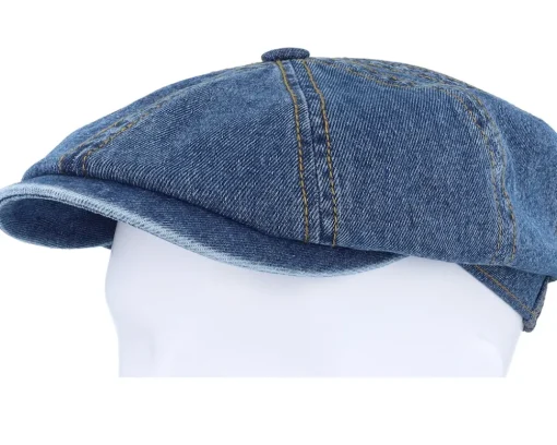 Flat Caps-Stetson Hatteras Blue Denim Denim Blue Flat Cap -