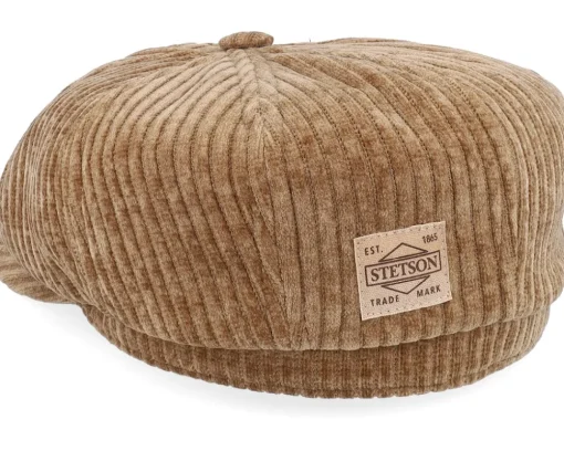 Best Stetson Hatteras Corduroy Jersey Beige Flat Cap -