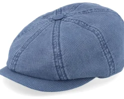 Flat Caps-Stetson Hatteras Cotton Blue Flat Cap -