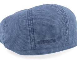 Flat Caps-Stetson Hatteras Cotton Blue Flat Cap -