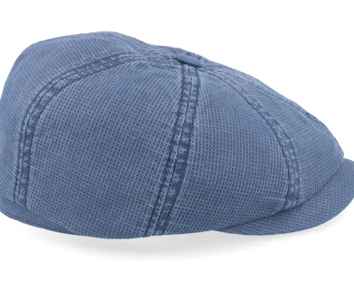 Flat Caps-Stetson Hatteras Cotton Blue Flat Cap -