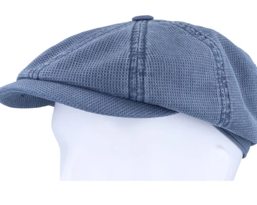 Flat Caps-Stetson Hatteras Cotton Blue Flat Cap -