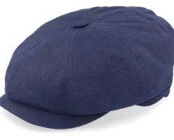 Flat Caps-Stetson Hatteras Cotton Navy Flat Cap -