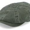 Flat Caps-Stetson Hatteras Cotton/Linen Olive Flat Cap -