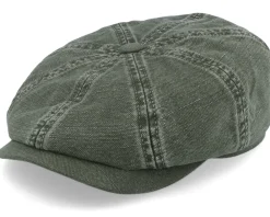 Flat Caps-Stetson Hatteras Cotton/Linen Olive Flat Cap -
