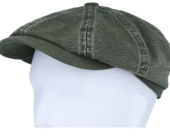 Flat Caps-Stetson Hatteras Cotton/Linen Olive Flat Cap -