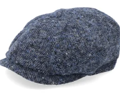 Flat Caps-Stetson Hatteras Donegal Navy Flat Cap -