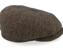 Earflap-Stetson Hatteras Ear Flap Wool Herringbone Brown-melange Flat Cap -
