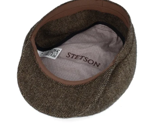 Earflap-Stetson Hatteras Ear Flap Wool Herringbone Brown-melange Flat Cap -