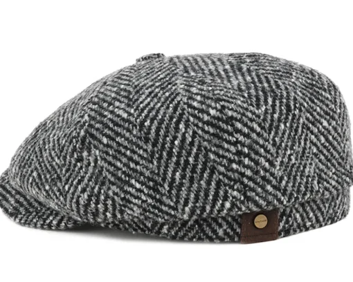 Flat Caps-Stetson Hatteras Herringbone WV Flat Cap -