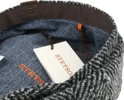 Flat Caps-Stetson Hatteras Herringbone WV Flat Cap -