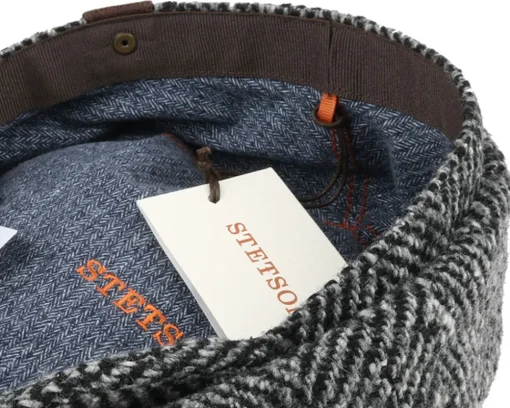 Flat Caps-Stetson Hatteras Herringbone WV Flat Cap -