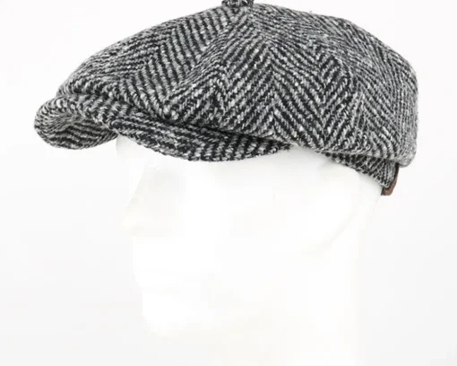 Flat Caps-Stetson Hatteras Herringbone WV Flat Cap -