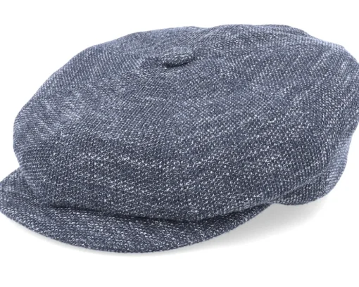 Flat Caps-Stetson Hatteras Jersey Blue Flat Cap -