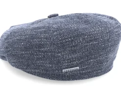 Flat Caps-Stetson Hatteras Jersey Blue Flat Cap -