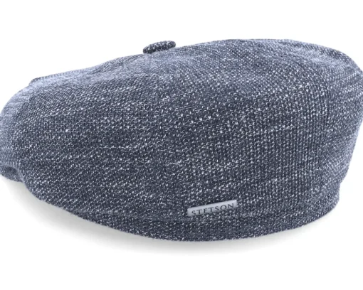 Flat Caps-Stetson Hatteras Jersey Blue Flat Cap -