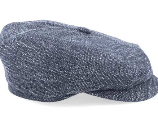 Flat Caps-Stetson Hatteras Jersey Blue Flat Cap -