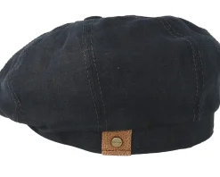 Flat Caps-Stetson Hatteras Linen Black Flat Cap -