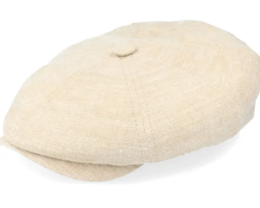 Flat Caps-Stetson Hatteras Linen/Silk Beige Flat Cap -