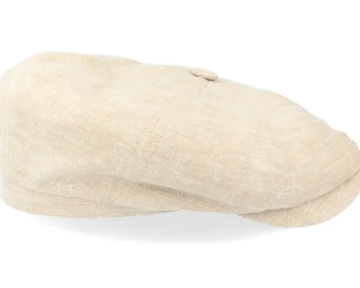 Flat Caps-Stetson Hatteras Linen/Silk Beige Flat Cap -