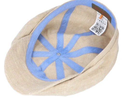 Flat Caps-Stetson Hatteras Linen/Silk Beige Flat Cap -