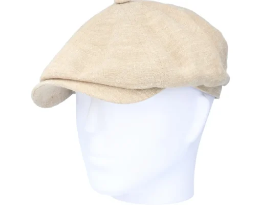 Flat Caps-Stetson Hatteras Linen/Silk Beige Flat Cap -