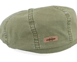 Flat Caps-Stetson Hatteras Ripstop Olive Flat Cap -