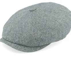 Best Stetson Hatteras Silk Green/Blue Herringbone Flat Cap -