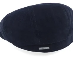 Flat Caps-Stetson Hatteras Soft Cotton Navy Flatcap -