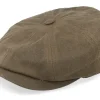 Flat Caps-Stetson Hatteras Vintage Wax Earflap Brown Flat Cap -