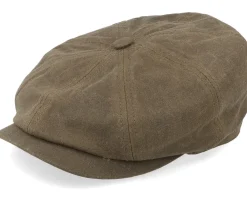 Flat Caps-Stetson Hatteras Vintage Wax Earflap Brown Flat Cap -