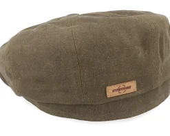 Flat Caps-Stetson Hatteras Vintage Wax Earflap Brown Flat Cap -