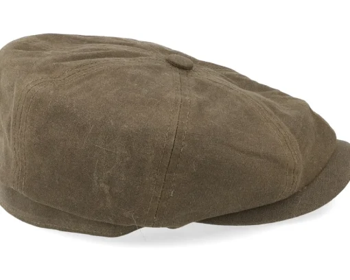 Flat Caps-Stetson Hatteras Vintage Wax Earflap Brown Flat Cap -