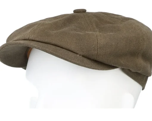 Flat Caps-Stetson Hatteras Vintage Wax Earflap Brown Flat Cap -