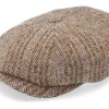 Fashion Stetson Hatteras Virgin Wool Herringbone Brown Flat Cap -