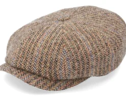 Fashion Stetson Hatteras Virgin Wool Herringbone Brown Flat Cap -
