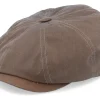 Best Stetson Hatteras Waxed Organic Cotton Brown Flat Cap -