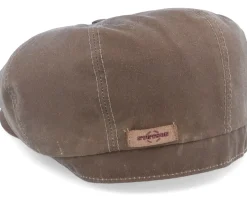 Best Stetson Hatteras Waxed Organic Cotton Brown Flat Cap -