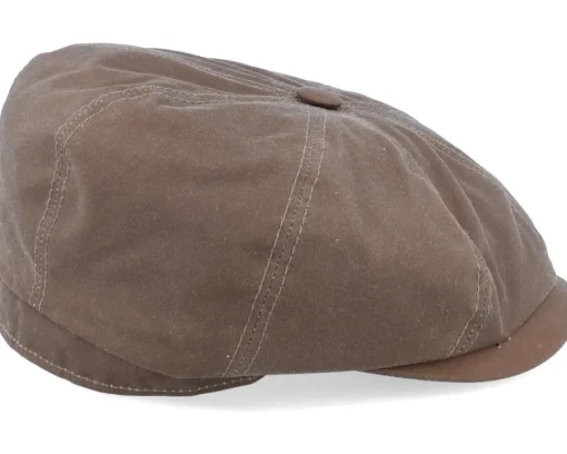Best Stetson Hatteras Waxed Organic Cotton Brown Flat Cap -