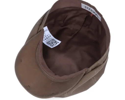 Best Stetson Hatteras Waxed Organic Cotton Brown Flat Cap -
