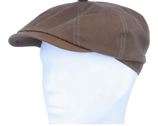 Best Stetson Hatteras Waxed Organic Cotton Brown Flat Cap -