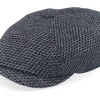 Flat Caps-Stetson Hatteras Wool Black/Charcoal Flatcap -